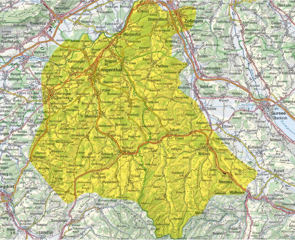 Die neophytenarmen Zone in den nördlichen Napfausläufern